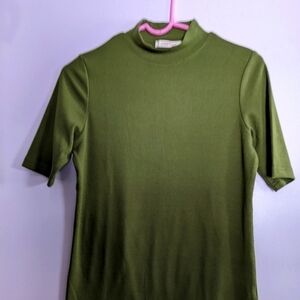 Liyohon Green Mock Turtleneck Short Sleeve Top Small